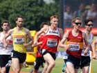 Phil Hurst (Elswick) up with the leaders with a lap to go in the 1500 metres.
